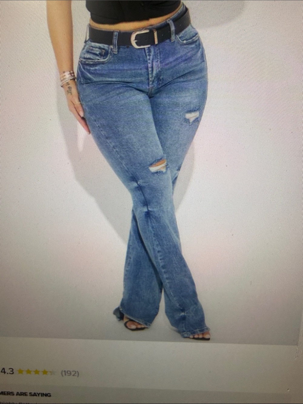 Fashion Nova Women’s Boot Cut Distressed Jeans - Medium Blue